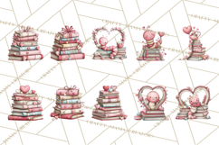 Valentine Reader Worm Clipart, Cute Bookworm Valentine Art Product Image 8