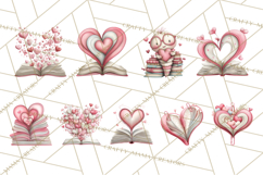 Valentine Reader Worm Clipart, Cute Bookworm Valentine Art Product Image 5