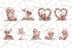 Valentine Reader Worm Clipart, Cute Bookworm Valentine Art Product Image 2