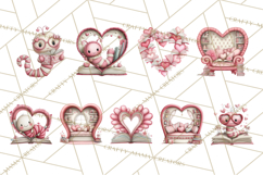 Valentine Reader Worm Clipart, Cute Bookworm Valentine Art Product Image 4