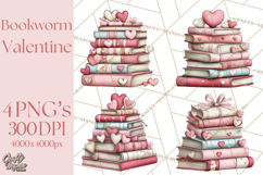 Valentine Reader Worm Clipart, Cute Bookworm Valentine Art Product Image 1