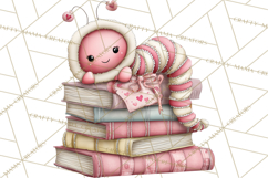 Valentine Reader Worm Clipart, Cute Bookworm Valentine Art Product Image 5