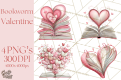 Valentine Reader Worm Clipart, Cute Bookworm Valentine Art Product Image 1