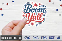 Boom Y'all Sticker SVG File | 4th of July Sticker SVG Product Image 1