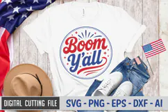Boom Y'all SVG File | 4th of July Round Sign SVG Product Image 2