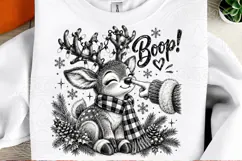 Boop! Christmas Reindeer PNG | Cute Santa Hand & Lights Subl Product Image 2