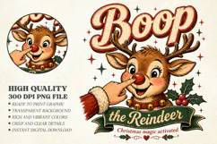 Boop the Reindeer PNG ,Vintage Christmas Sublimation Design Product Image 1