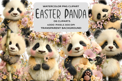 Whimsical Easter Panda Clipart Product Image 1