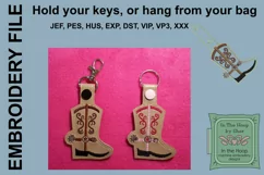 Cowboy Boot Key Fob, Cowboy Boot Embroidery Design Product Image 1