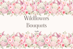 Wildflower Bouquet Border Watercolor Floral Clipart Product Image 1