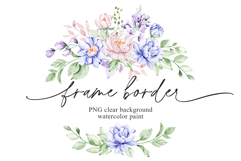 Floral watercolor set. Flowers peonies clipart, PNG files Product Image 6