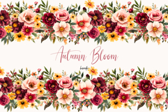 Watercolor Floral Clipart - Watercolor Autumn flowers border Product Image 1