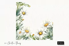 Watercolor Daisy Border Clipart | Watercolor Flower PNG Product Image 1