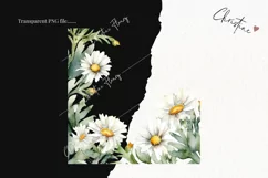 Watercolor Daisy Border Clipart | Watercolor Flower PNG Product Image 2