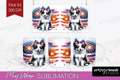 Border Collie Dog Mug Wrap Patriotic Dog Mug PNG Sublimation Product Image 1
