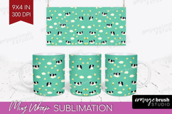 Border Collie Dog Mug Wrap Cute Chibi Puppy Mug PNG Product Image 1