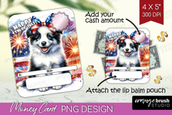 Border Collie Dog Money Card PNG 4th of July Money Card Product Image 1