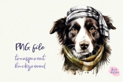 Border Collie Sunglasses Cool Dog Watercolor Clipart PNG Product Image 1