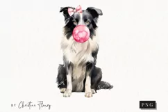 Valentine Border Collie Dog PNG | Valentine's Day Clipart Product Image 1