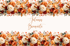 Watercolor Floral Clipart -Autumn flowers seamless border Product Image 1