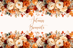 Watercolor Floral Clipart -Autumn flowers seamless border Product Image 1