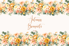 Watercolor Floral Clipart -Autumn flowers seamless border Product Image 1