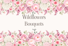 Wildflower Bouquet Border Watercolor Floral Clipart Product Image 1