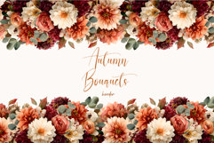Watercolor Floral Clipart -Autumn flowers seamless border Product Image 1