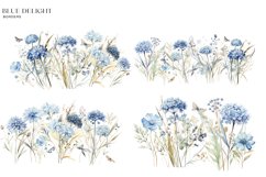 Dusty Blue Floral Clipart Watercolor Set Product Image 5