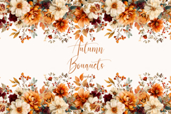 Watercolor Floral Clipart -Autumn flowers seamless border Product Image 1