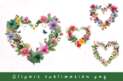 Watercolor floral heart frame clipart sublimation Product Image 1