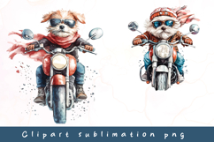 Watercolor Puppy rider clipart sublimation png Product Image 1