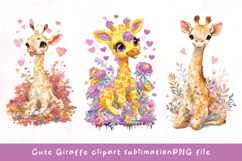 Baby cute giraffe watercolor clipart Product Image 1