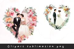 Watercolor wedding couple clipart sublimation Product Image 1