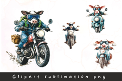 Watercolor rider funny cow clipart sublimation png Product Image 1