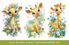 Baby cute giraffe watercolor clipart Product Image 1