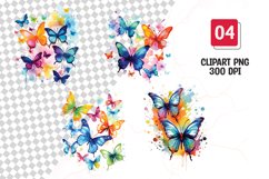 Colorful butterfly watercolor clipart sublimation Product Image 1