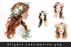 Watercolor wedding bride clipart sublimation Product Image 1
