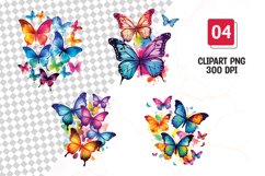 Colorful butterfly watercolor clipart sublimation Product Image 1