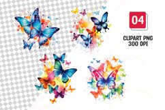 Colorful butterfly watercolor clipart sublimation Product Image 1