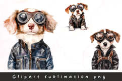 Watercolor cute Puppy wear jacket clipart sublimation png Product Image 1