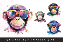 Watercolor colorful Gorillas clipart sublimation png Product Image 1