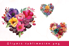 Watercolor flora heart clipart sublimation Product Image 1