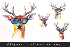 Watercolor cute colorful deer clipart sublimation png Product Image 1