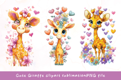Baby cute giraffe watercolor clipart Product Image 1
