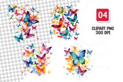 Colorful butterfly watercolor clipart sublimation Product Image 1