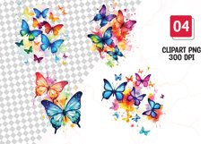 Colorful butterfly watercolor clipart sublimation Product Image 1