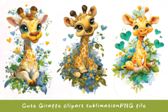 Baby cute giraffe watercolor clipart Product Image 1