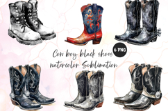 Cow boy black shoes watercolor Sublimation Product Image 1
