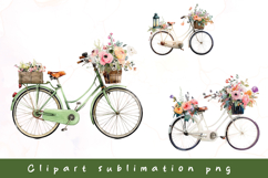Watercolor floral wedding bicycle clipart sublimation Product Image 1